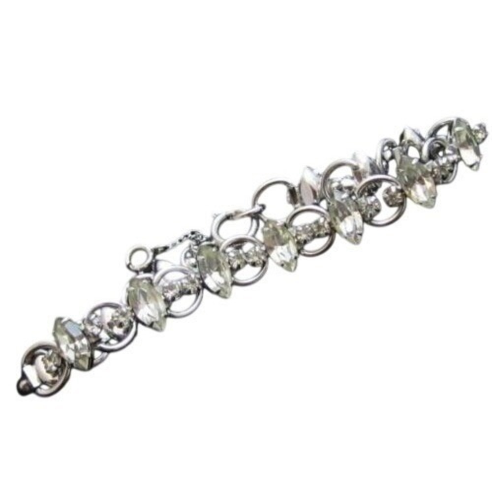 Vintage High End Sparkling Clear Rhinestone Sterling Silver Bracelet*7-3/8" - Picture 4 of 5